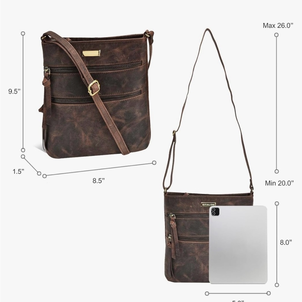 Leather ESTALON Crossbody Bags/Bifold Wallet set - Picture 11 of 15